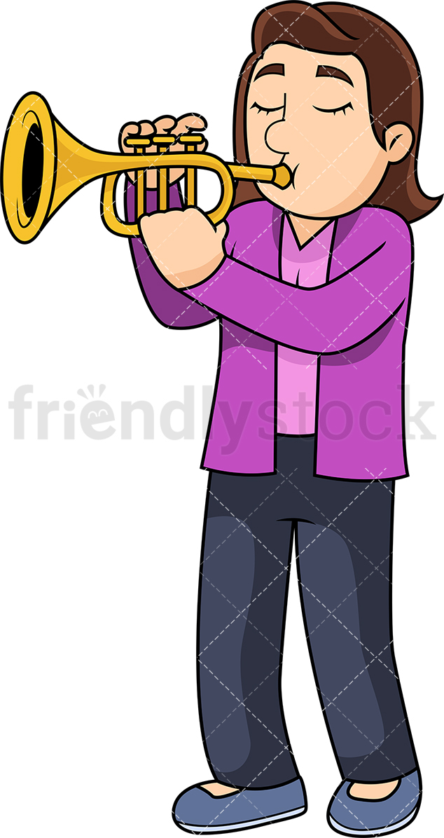 634x1196 Woman Playing The Trumpet Cartoon Vector Clipart