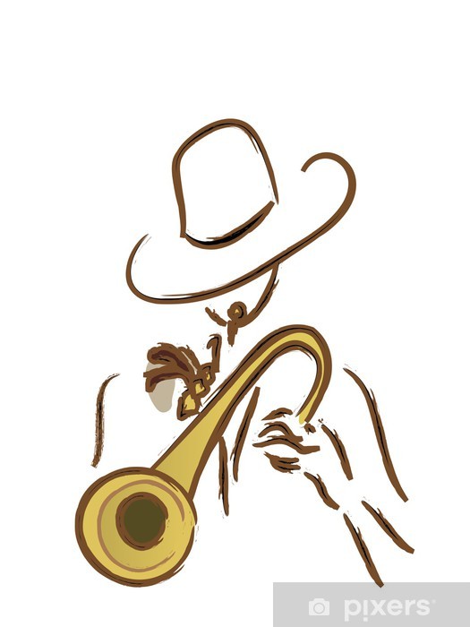 525x700 Man With Trumpet Vector Portrait Of A Latino Music Player Wall