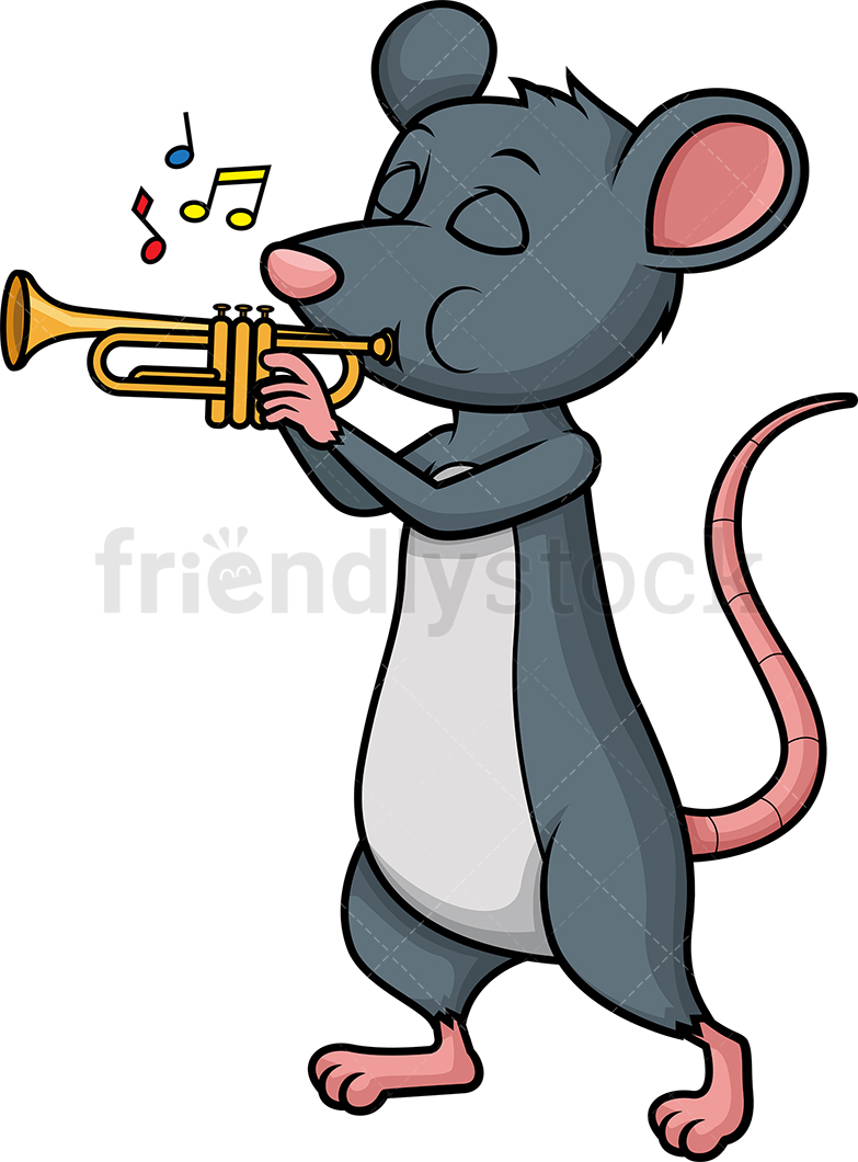 783x1060 Mouse Playing Trumpet Cartoon Clipart Vector