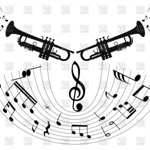 300x300 Musical Notes And Trumpet Background Vector Clipart Cqrecords