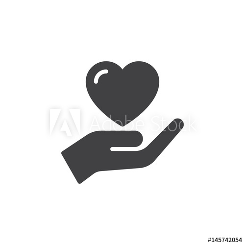 500x500 Hand Holding Heart, Trust Icon Vector, Filled Flat Sign, Solid