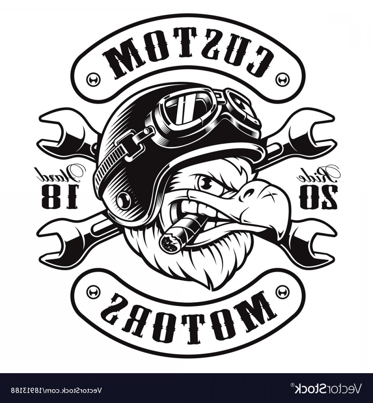 1200x1296 Eagle Biker T Shirt Design Monochrome Version Vector Soidergi