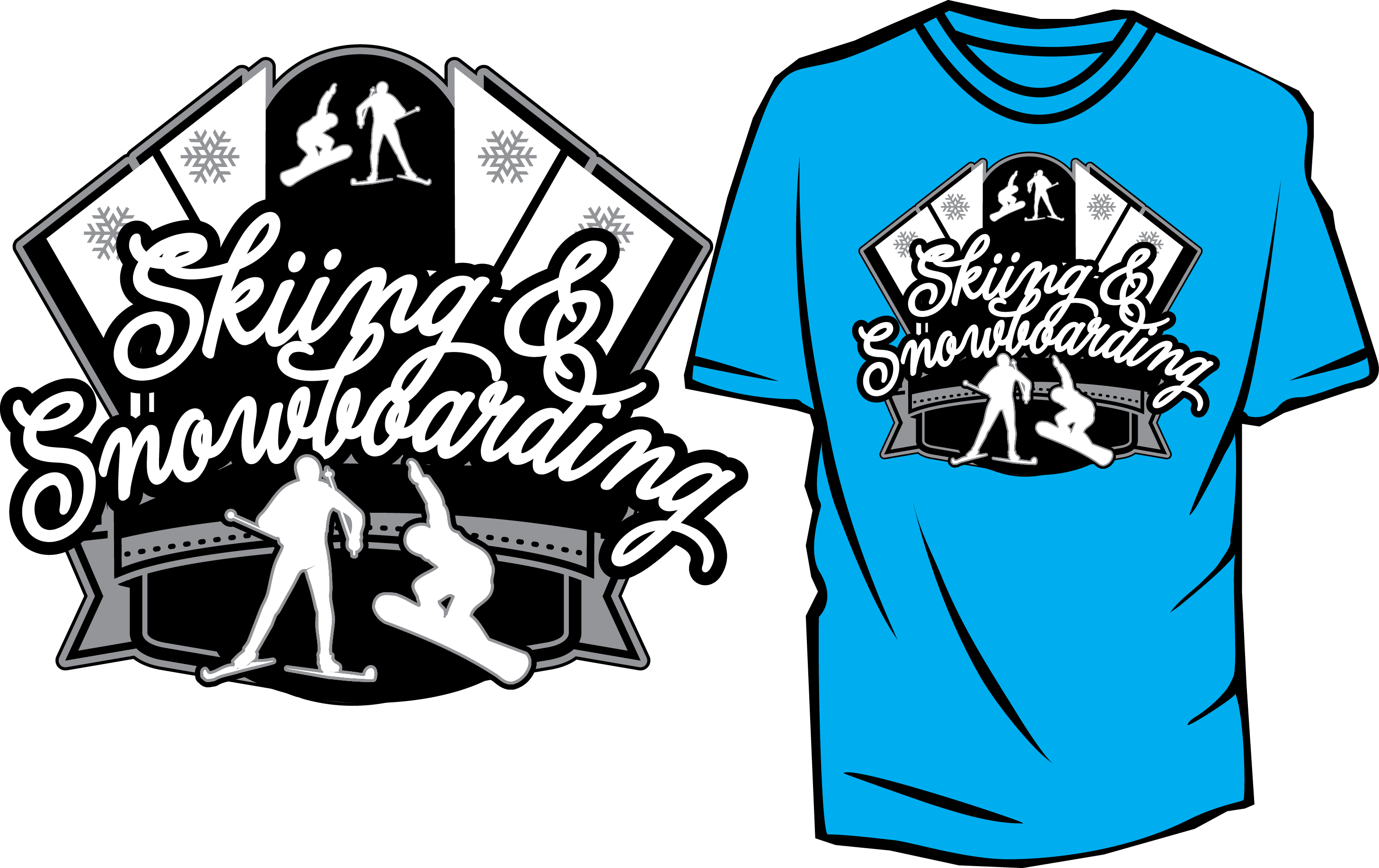 2914x1835 Skiing And Snowboarding Free Vector Design For Tshirt And Apparel