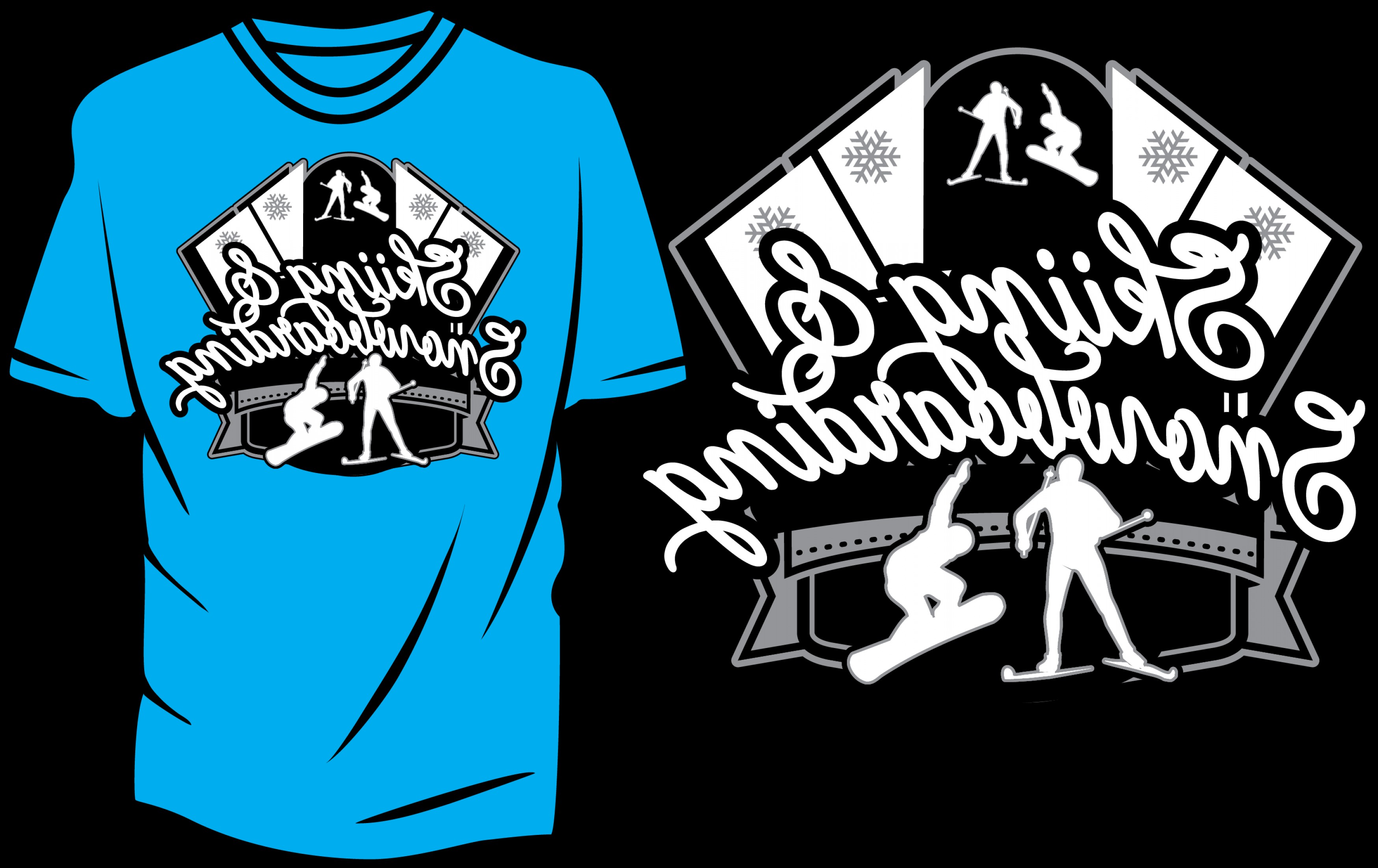 3496x2202 Skiing And Snowboarding Free Vector Design For Tshirt And Apparel