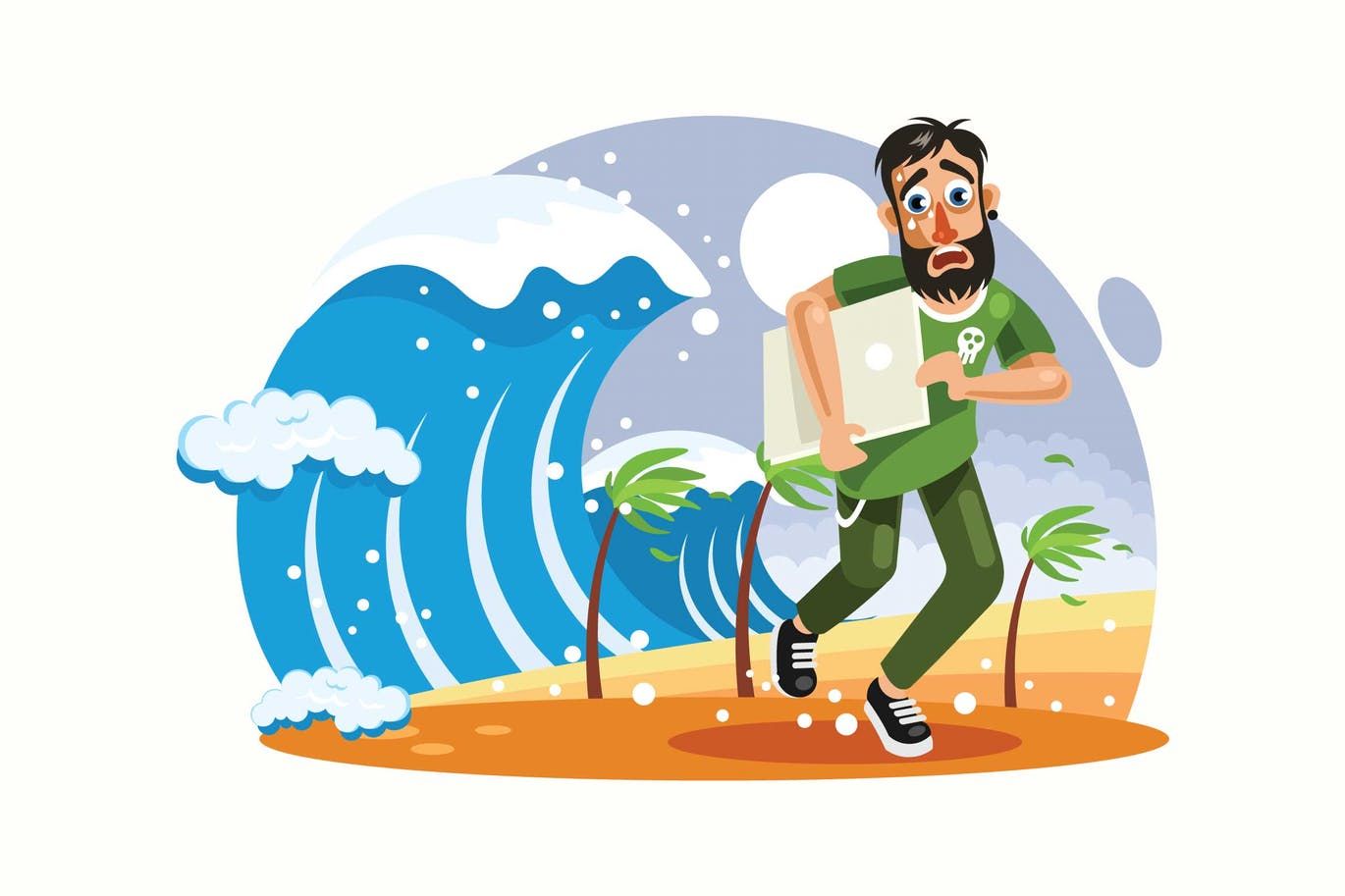1370x913 Tsunami Disaster Vector Illustration Vector Illustration