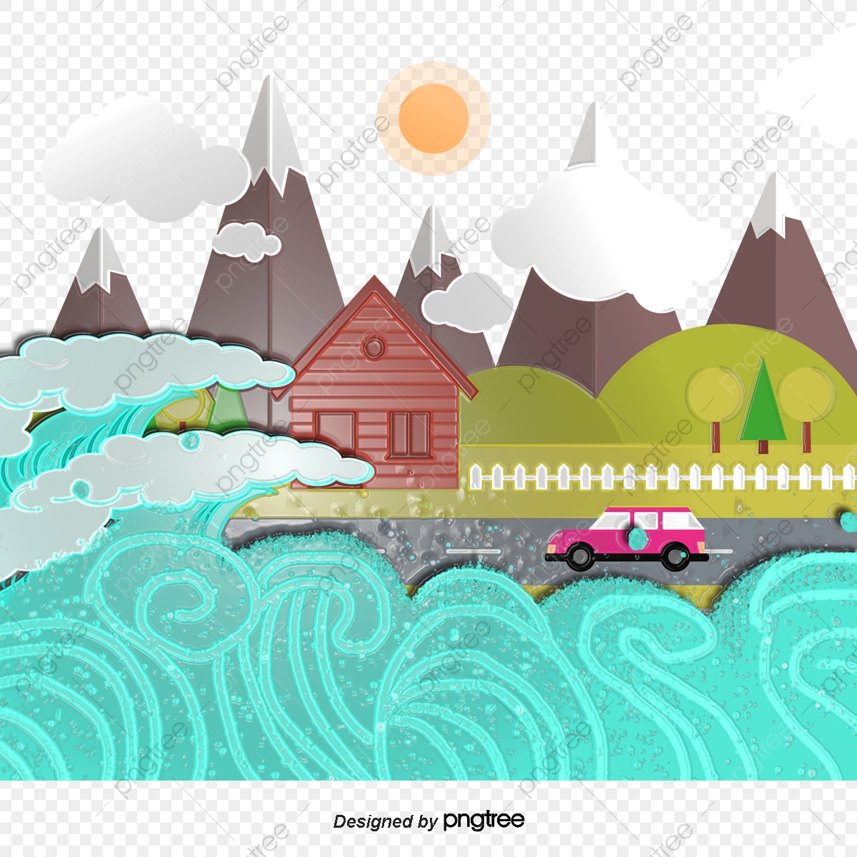 1200x1200 Tsunami Motion Vector, Sea, Flood, House Png And Vector