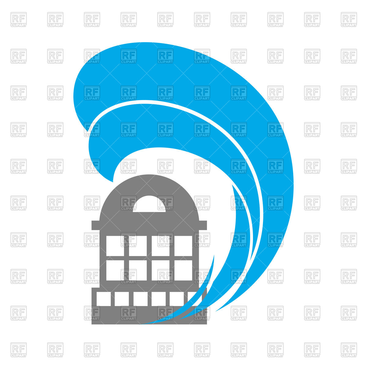 1200x1200 Building And Tsunami Wave Vector Image Of Architecture, Buildings
