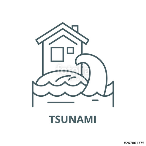 500x500 Tsunami Vector Line Icon, Outline Concept, Linear Sign Stock