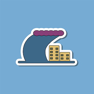 310x310 Paper Sticker On Stylish Background Tsunami Vector