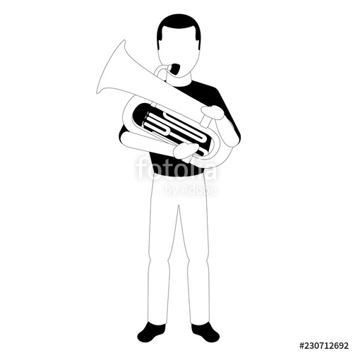 500x500 Male Avatar Playing A Tuba Vector Illustration Design Stock