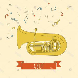 300x300 Musical Instruments Graphic Template Tuba Vector Illustration