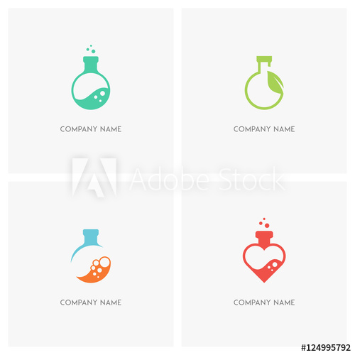 500x500 Laboratory Test Tube Vector Logo Set Lab Bottle With Bubbles