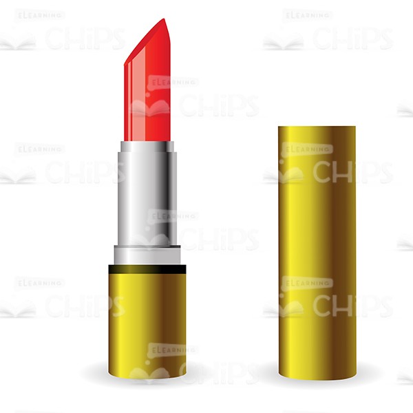 600x600 Red Colored Lipstick In Golden Tube Vector Image