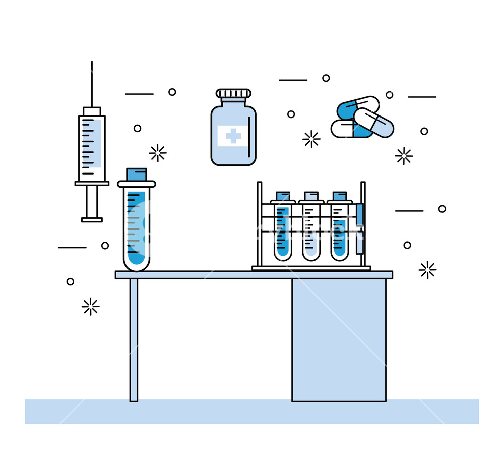 1000x918 Medical Laboratory And Elements With Test Tube Vector Illustration