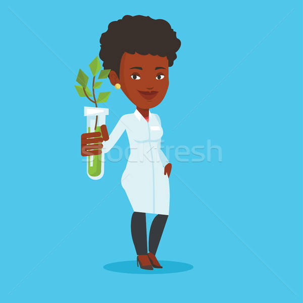 600x600 Scientist With Test Tube Vector Illustration Vector Illustration