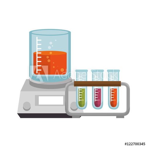 500x500 Beaker Chemical Laboratory Glass With Liquid And Test Tube Vector