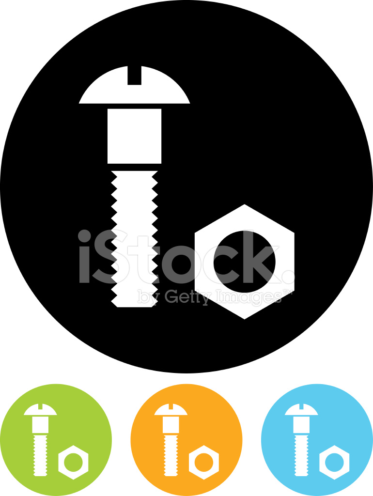 770x1024 Icono Vector Aislado En Blanco Perno Y Tuerca Stock Vector