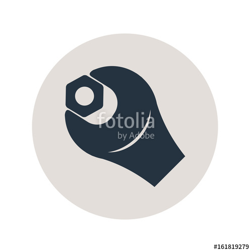 500x500 Icono Plano Llave Con Tuerca En Circulo Gris Stock Image