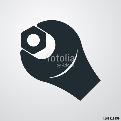 500x500 Icono Plano Llave Con Tuerca En Fondo Degradado Stock Image