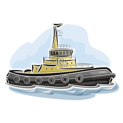 416x416 Vector Illustration Of Logo For Tugboat Premium Clipart