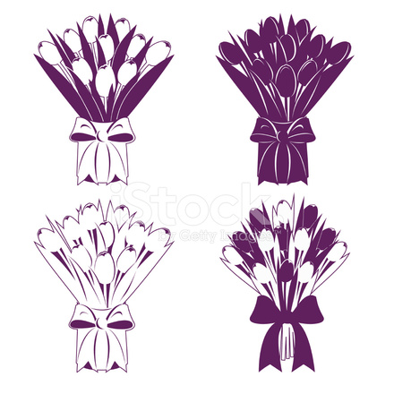 440x440 Tulip Bouquets Silhouette Stock Vector