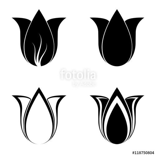500x500 Four Vector Tulip Silhouettes For Design Stock Image And Royalty