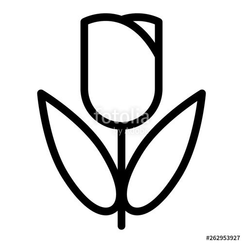 500x500 Tulip Line Icon Spring Tulip Vector Illustration Isolated