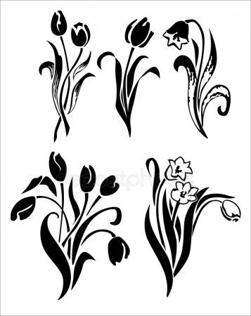 357x450 Silueta De Los Tulipanes Vector De Stock Tatoos Tatuaje De