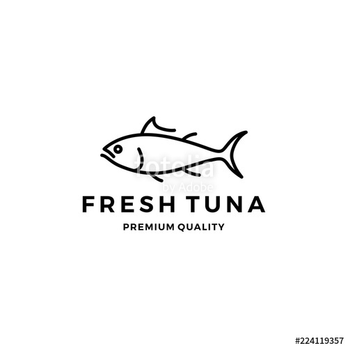500x500 Tuna Fish Logo Emblem Label Seafood Vector Icon Stock Image