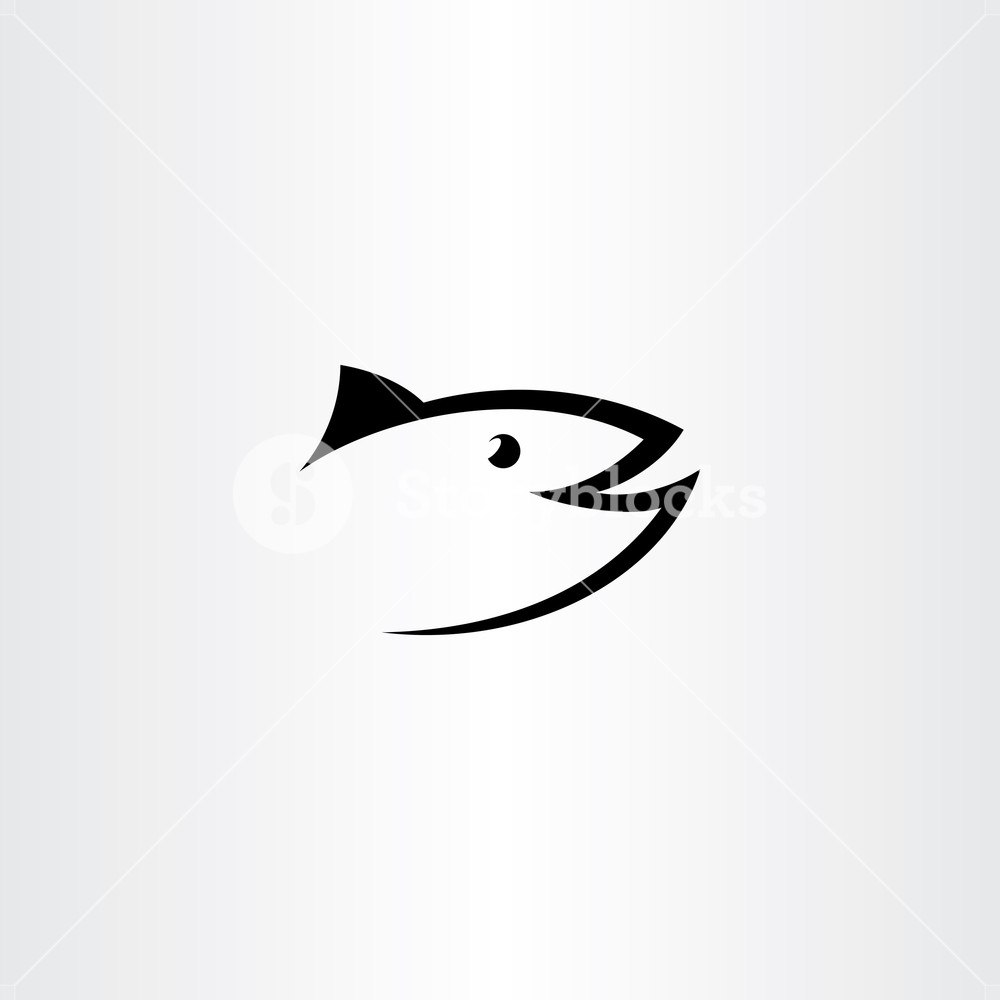 1000x1000 Tuna Fish Logo Symbol Black Icon Vector Design Royalty Free Stock