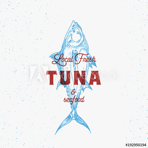 500x500 Local Fresh Tuna And Seafood Abstract Vector Sign, Symbol Or Logo