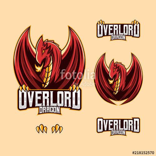 500x500 Red Dragon Art Mascot Esport Logo Vector Illustration Stock Image
