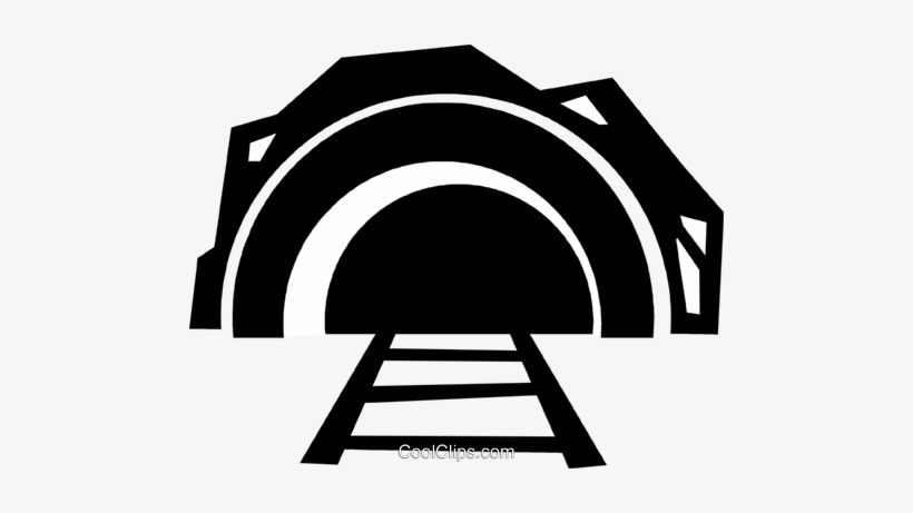 820x461 Train Tracks Leading Into A Tunnel Royalty Free Vector