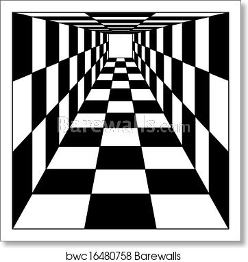 362x382 Abstract Background, Chess Corridor Tunnel Vector Illustration