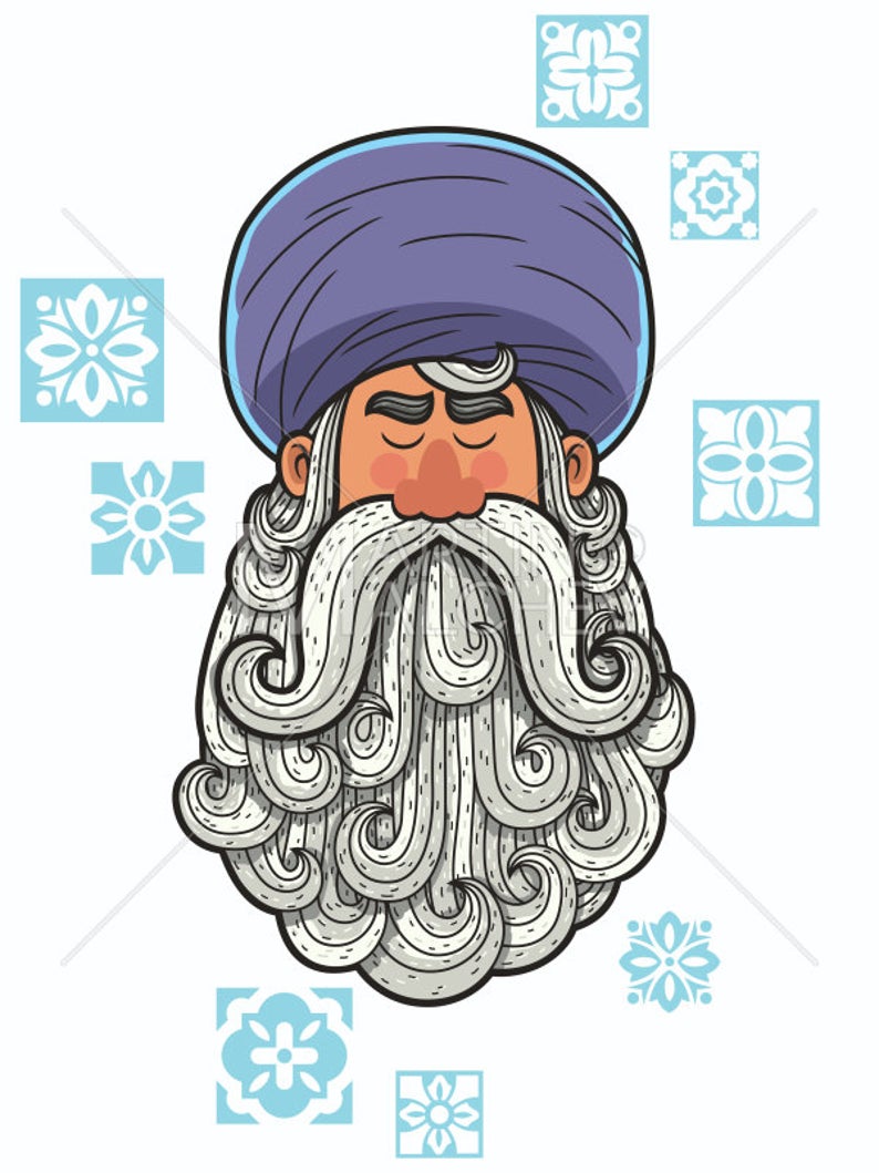 794x1059 Turban Vector Cartoon Clipart Illustration Portrait Face Etsy