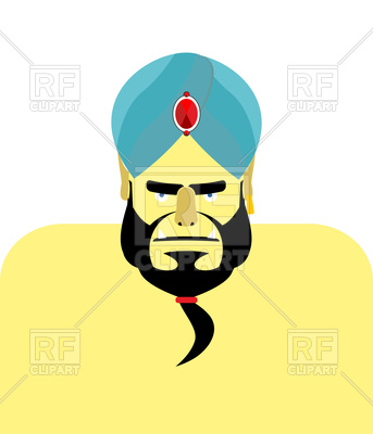 343x400 Angry Sheikh Turban Emir With Beard Vector Image Of People