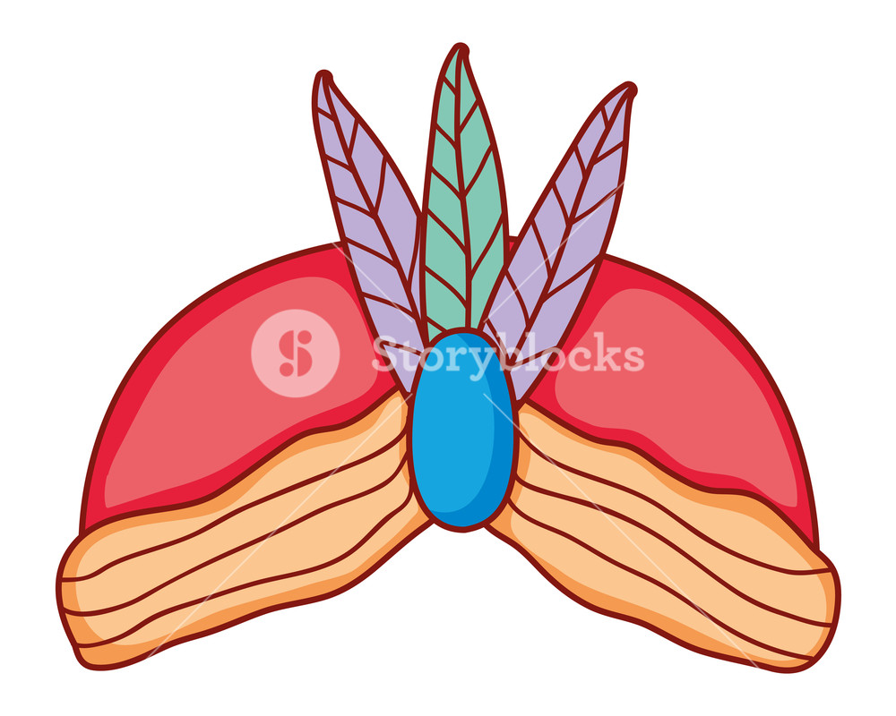 1000x800 Indian Headgear Turban With Feathers Icon Vector Illustration
