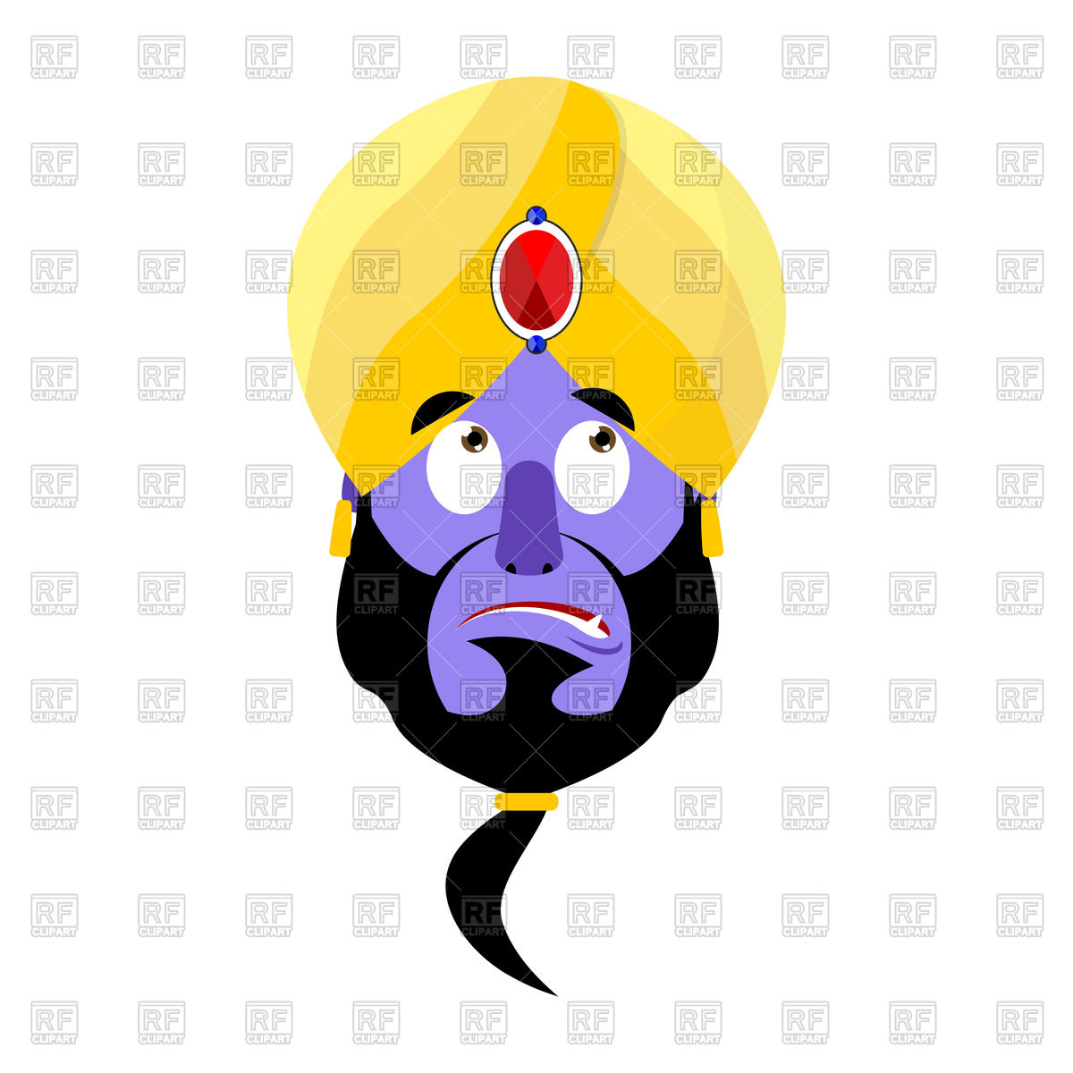 1200x1200 Genie Head With Turban On White Background Vector Image Of People