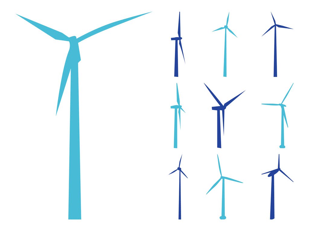 Wind Turbines Silhouettes Vector Art Graphics 1024x765 Wind Turbines Silhouettes Vector Art Graphics
