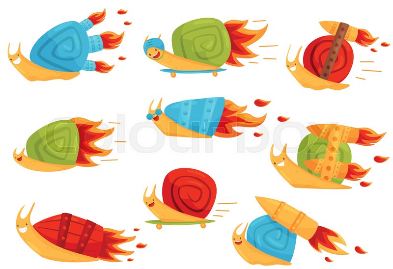 800x548 Collection Of Funny Snails With Turbo Stock Vector Colourbox