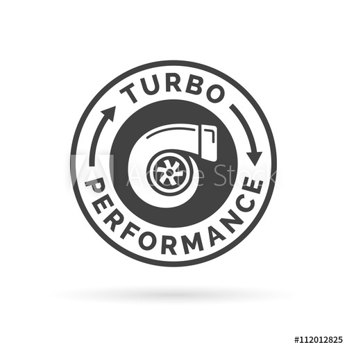 500x500 Turbo Performance Icon Badge With Car Turbocharger Compressor