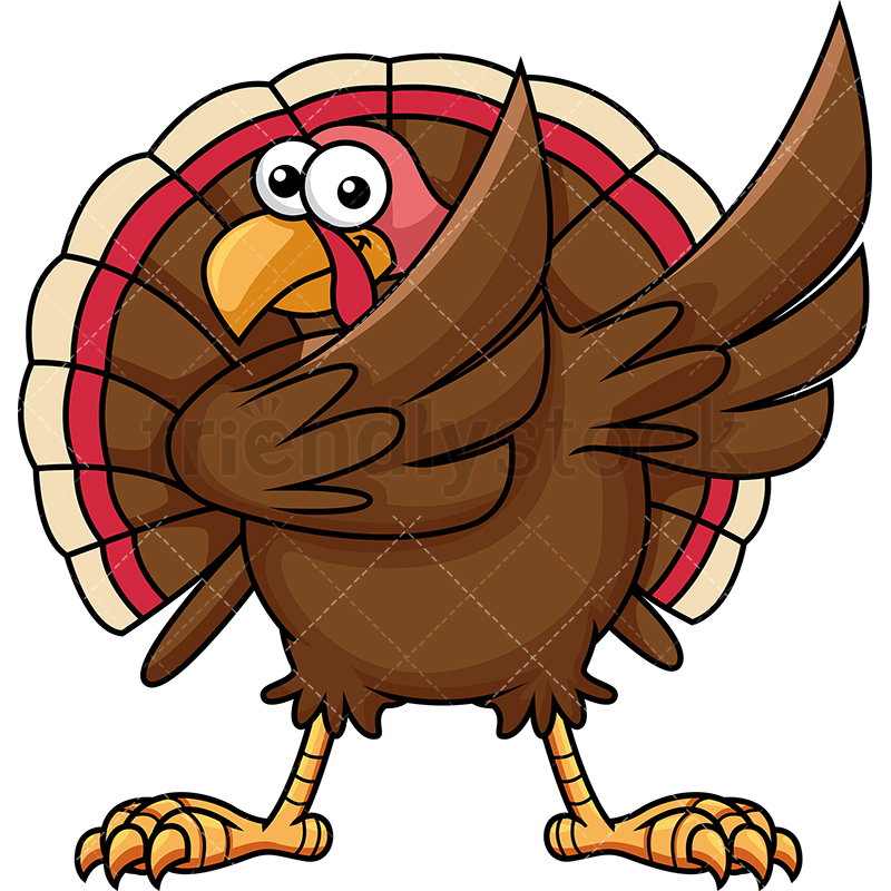 800x800 Dabbing Turkey Cartoon Vector Clipart