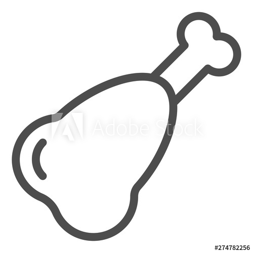 500x500 Chickem Leg Line Icon Meat Vector Illustration Isolated On White