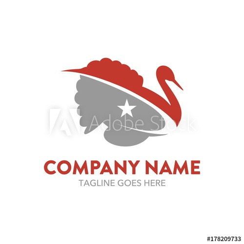 500x500 Turkey Chicken Logo Vector Illustration Editable Flat Color