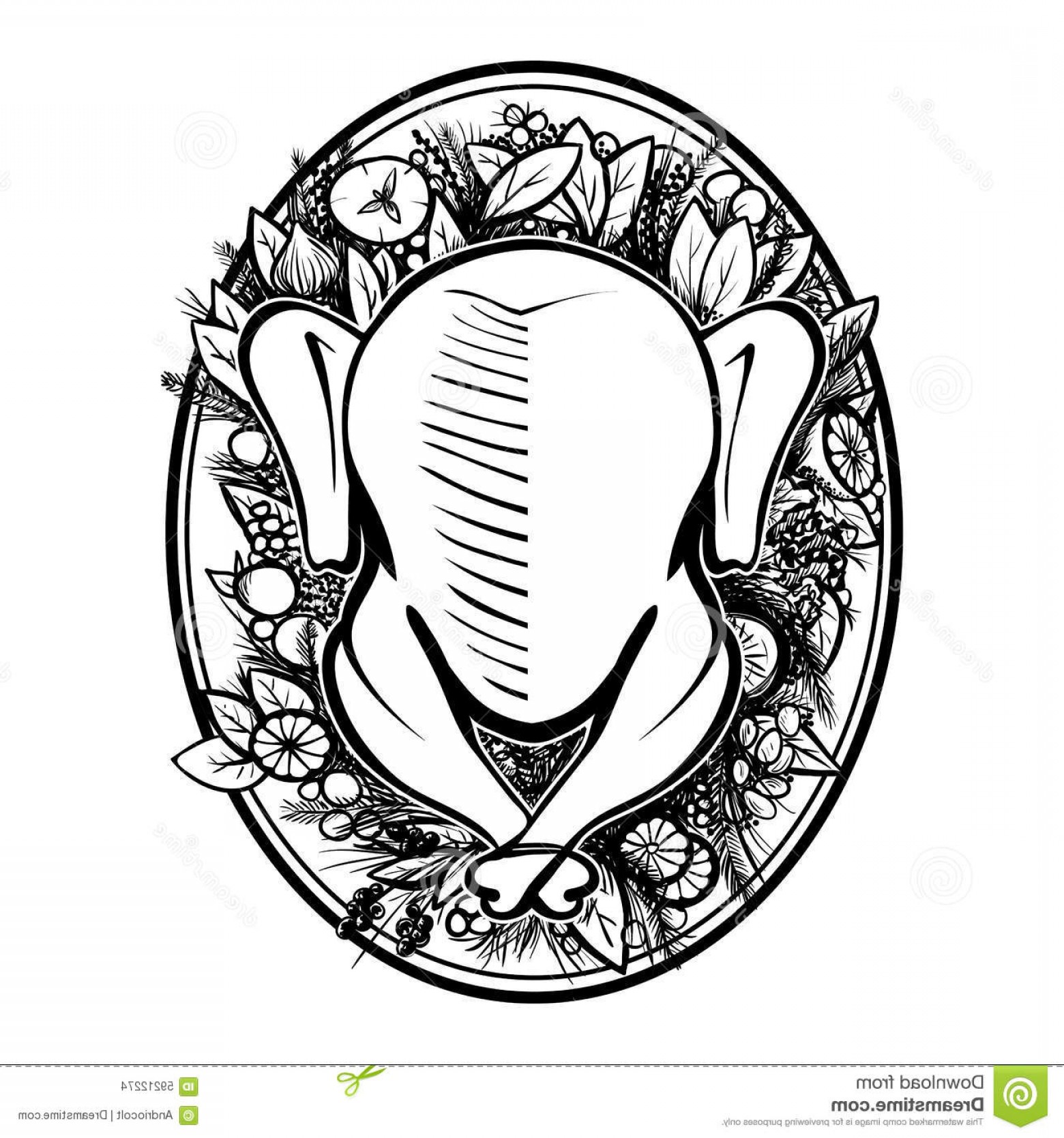 1560x1668 Stock Illustration Roasted Turkey Vector Illustration Top View