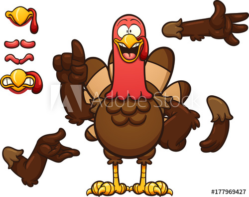 500x395 Cartoon Turkey Vector Clip Art Illustration With Simple Gradients