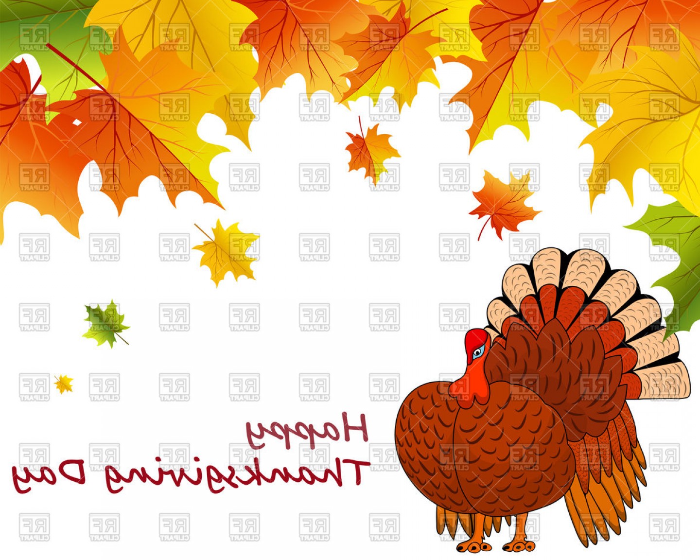 1440x1152 Thanksgiving Day Background With Turkey And Maple Leaves Vector
