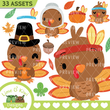 350x350 Thanksgiving Turkeys Clipart Instant Download Vector Art