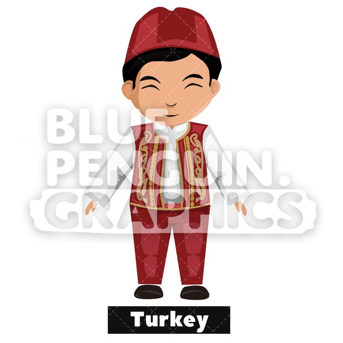 700x700 Cute Boy With Traditional Costume From Turkey Vector Cartoon