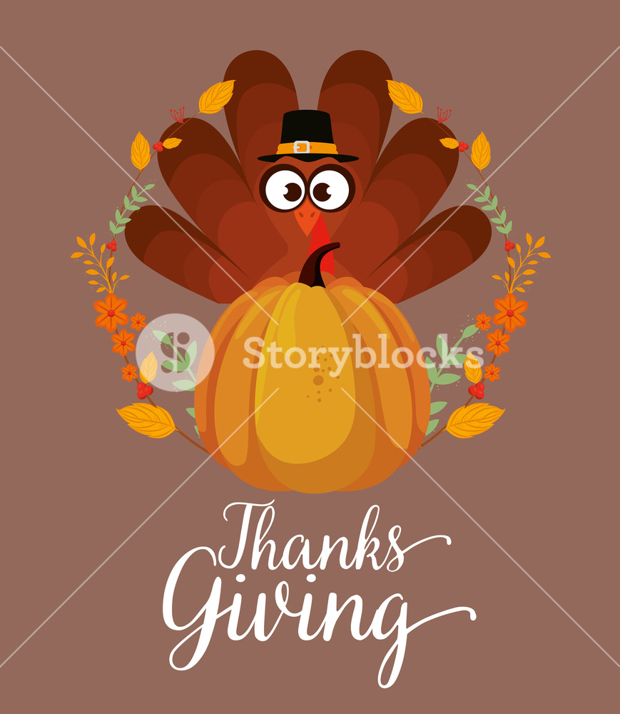 Happy Thanks Giving Card With Turkey Vector Illustration Design 869x1000 Happy Thanks Giving Card With Turkey Vector Illustration Design